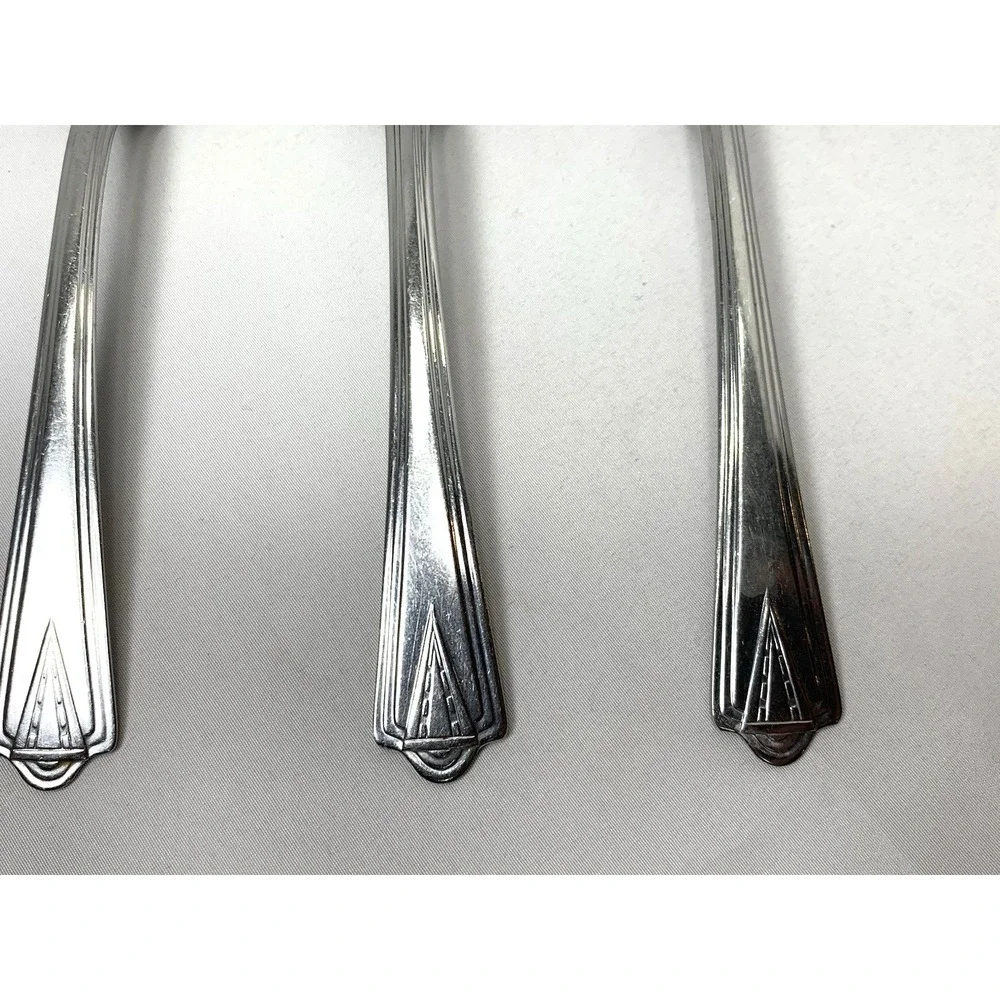 Stainless Flatware USA 3 Piece Spoon Set‎ Art Deco MCM Vintage '60s 